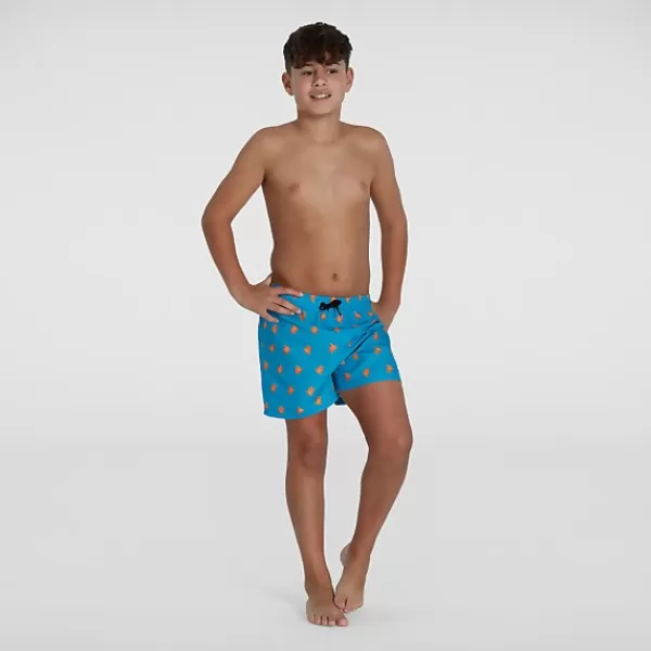 New Boy's Printed 13" Swim Shorts Blue/Yellow Kids Outlet