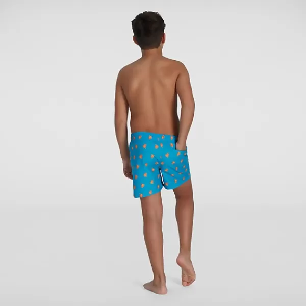 New Boy's Printed 13" Swim Shorts Blue/Yellow Kids Outlet