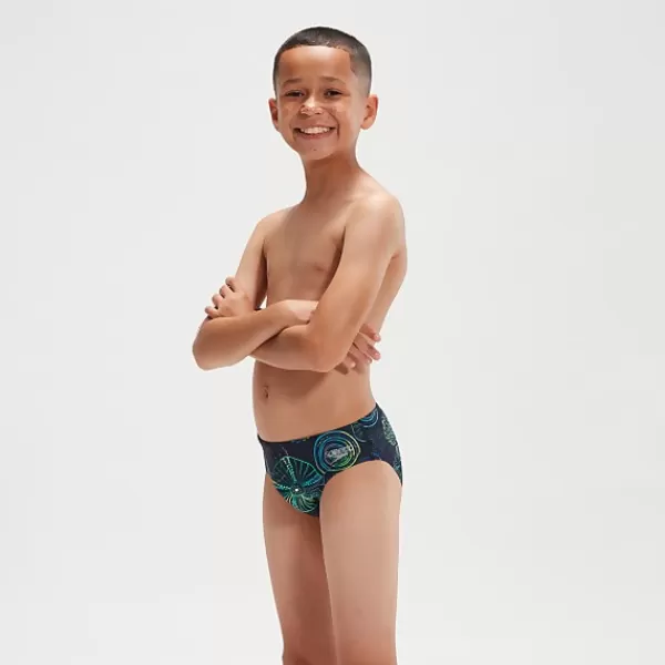 Best Boys' 6.5cm Club Training Jellyfish Glows Brief Navy/Green Kids Outlet