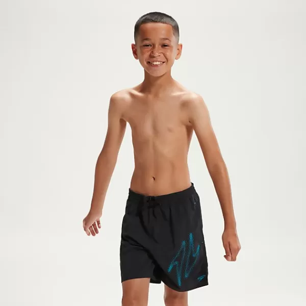 New Boys' Hyper Boom 15" Swim Shorts Black/Blue Kids Outlet