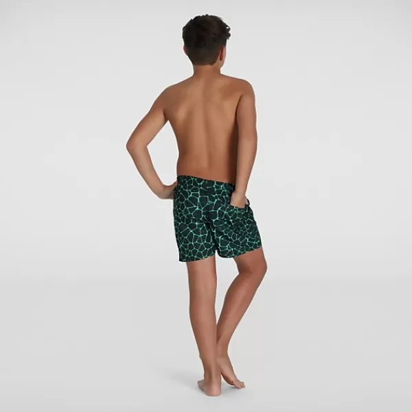 Sale Boys' Printed 13" Swim Shorts Black/Green Kids Outlet