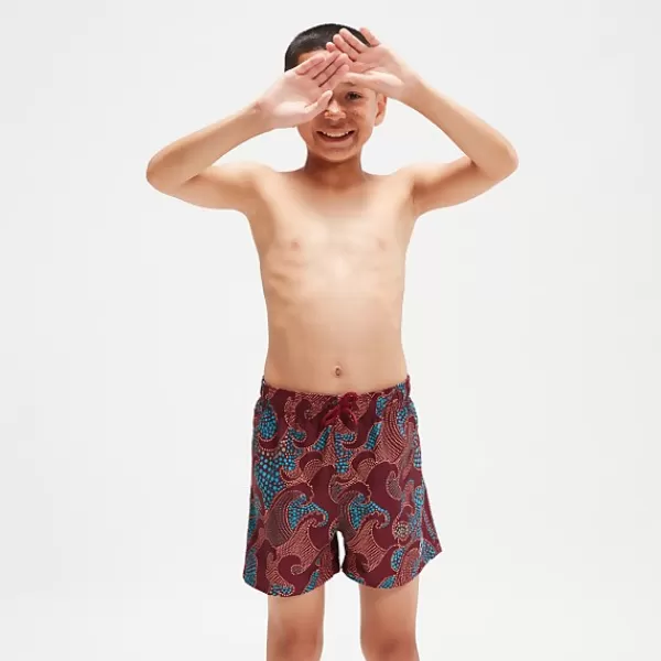 Best Boys' Printed 13" Swim Shorts Oxblood/Orange Kids Outlet