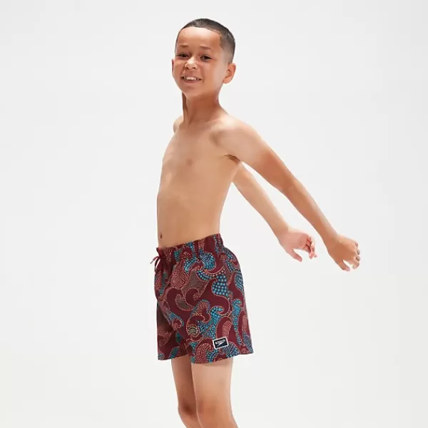 Best Boys' Printed 13" Swim Shorts Oxblood/Orange Kids Outlet