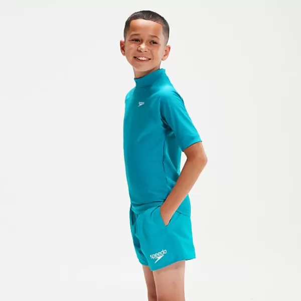 Best Boys' Printed Short Sleeve Rash Top Aqua Kids/BOY Boy's Rash Vests