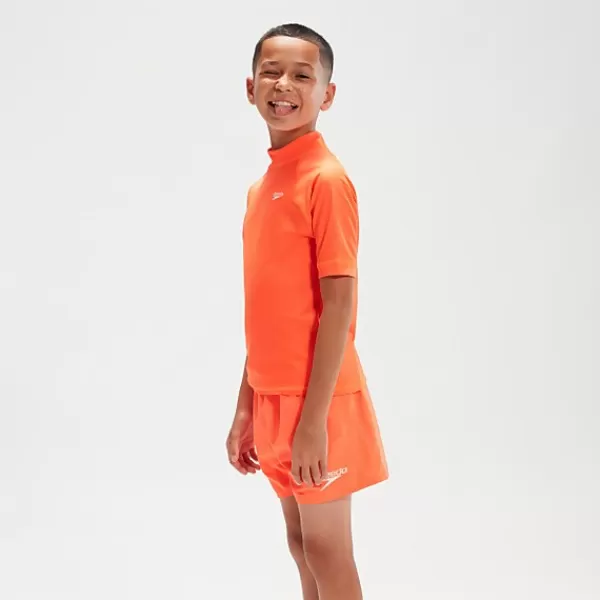 Outlet Boys' Printed Short Sleeve Rash Top Orange Kids/BOY Boy's Rash Vests | Boy's swimwear