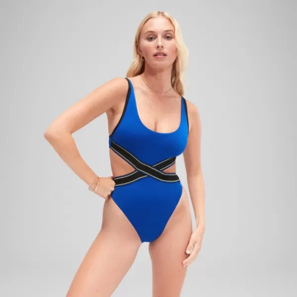 Clearance FLU3NTE Convertible Cut Out Swimsuit Blue Women FLU3NTE | Leisure