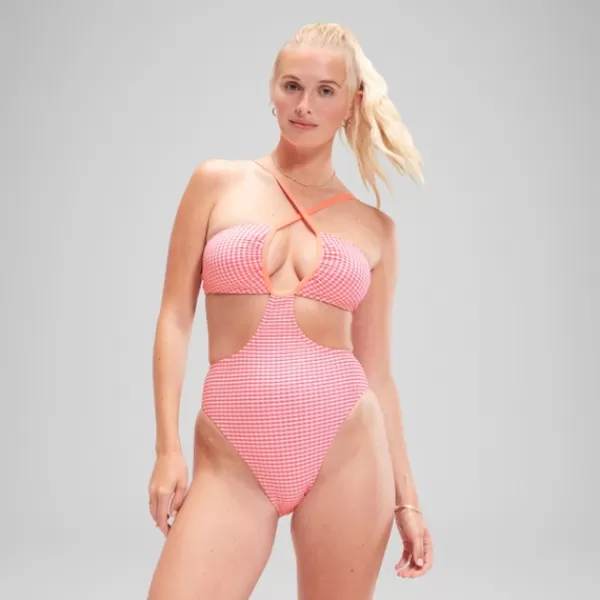 Flash Sale FLU3NTE Gingham Cut Out Swimsuit Pink Women FLU3NTE | Leisure