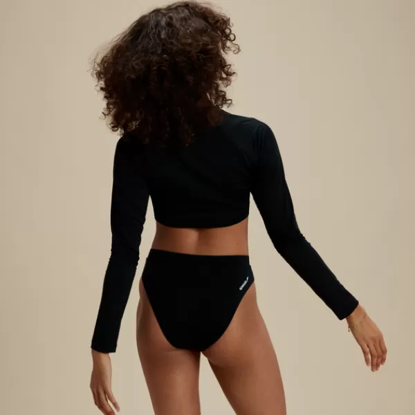 Discount FLU3NTE Long Sleeve Crop Top Black Women FLU3NTE | Leisure