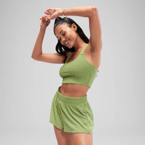 Cheap FLU3NTE Terry Crop Top Green Women FLU3NTE | Leisure