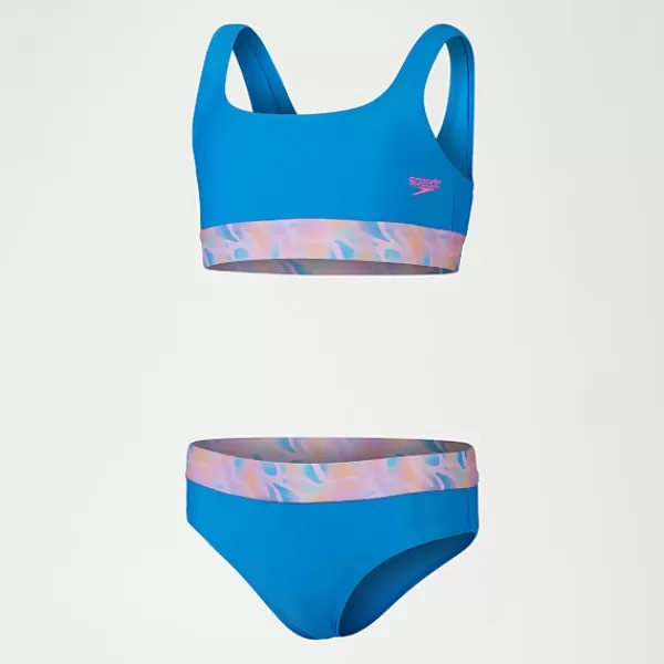 Clearance Girls' Contrast Band Bikini Blue Kids Outlet | Best sellers