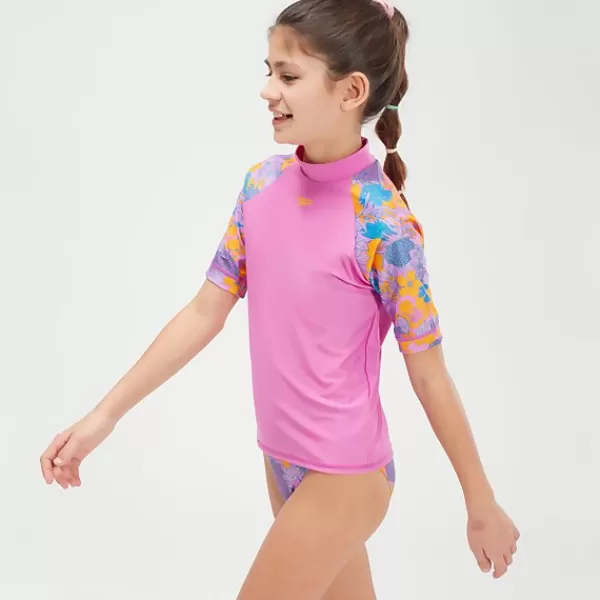 Cheap Girls' Printed Short Sleeve Sun Top Violet/Mango Kids Outlet