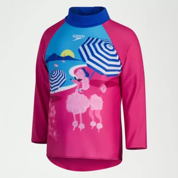 Hot Girls Digital Long Sleeve Rash Top Pink/Blue Kids Swimwear | Girl's Rash Vests