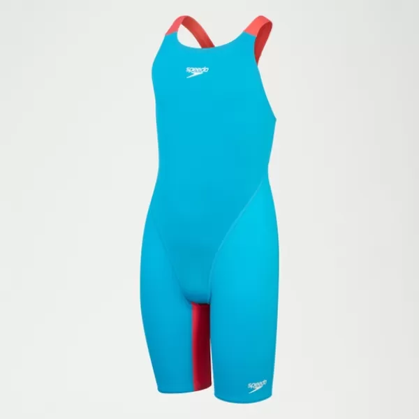 Store Girls Fastskin Junior Endurance+ Max Openback Kneeskin Blue/Red Kids Swimwear | Girl's performance