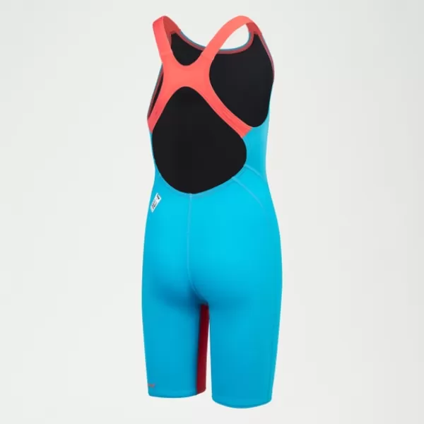 Store Girls Fastskin Junior Endurance+ Max Openback Kneeskin Blue/Red Kids Swimwear | Girl's performance