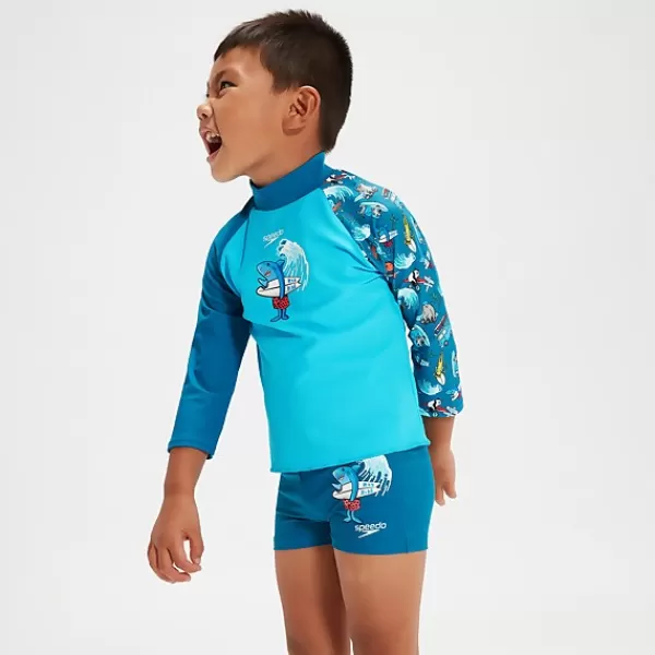 Clearance Infant Boys' Long Sleeve Printed Rash Top Blue Kids/BOY Boy's Rash Vests | Outlet