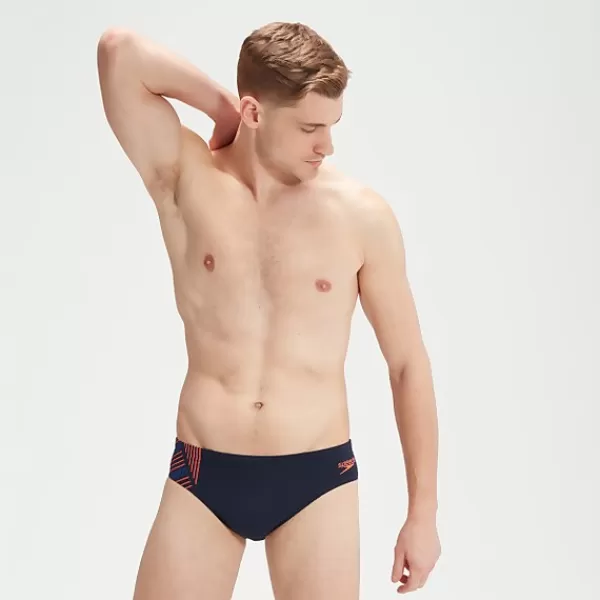 Shop Men's 7cm Tech Panel Brief Blue/Orange Outlet