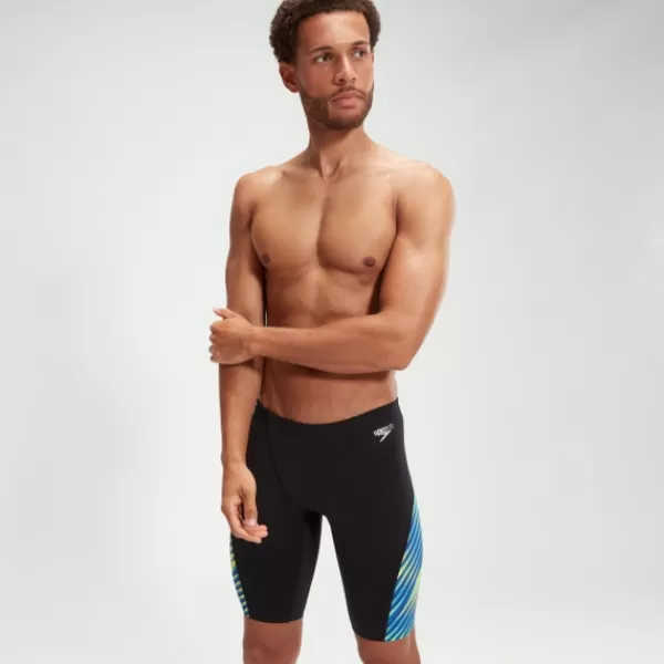 Best Men's Allover Digital V-Cut Jammer Black/Blue Training | Racing