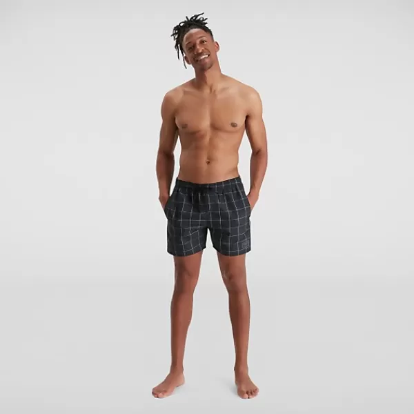 Store Men's Check Leisure 16" Swimshort Black/Grey Women Outlet | Sustainable Swimwear