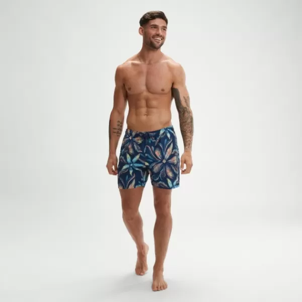 Outlet Men's Digital Printed Leisure 16" Swim Shorts Blue Leisure | Swim shorts