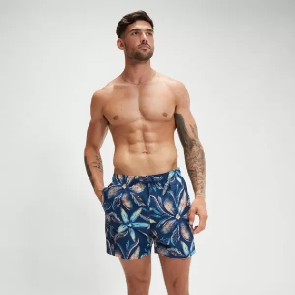 Outlet Men's Digital Printed Leisure 16" Swim Shorts Blue Leisure | Swim shorts