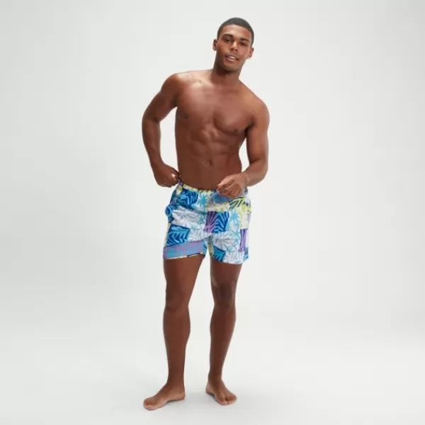 Outlet Men's Digital Printed Leisure 16" Swim Shorts Blue/Purple Leisure | Swim shorts