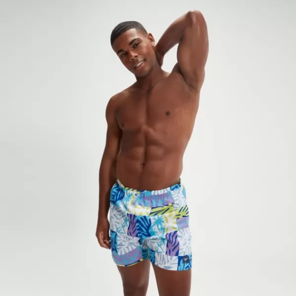 Outlet Men's Digital Printed Leisure 16" Swim Shorts Blue/Purple Leisure | Swim shorts