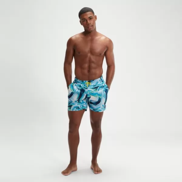 Store Men's Digital Printed Leisure 16" Swim Shorts Blue/Yellow Leisure | Swim shorts