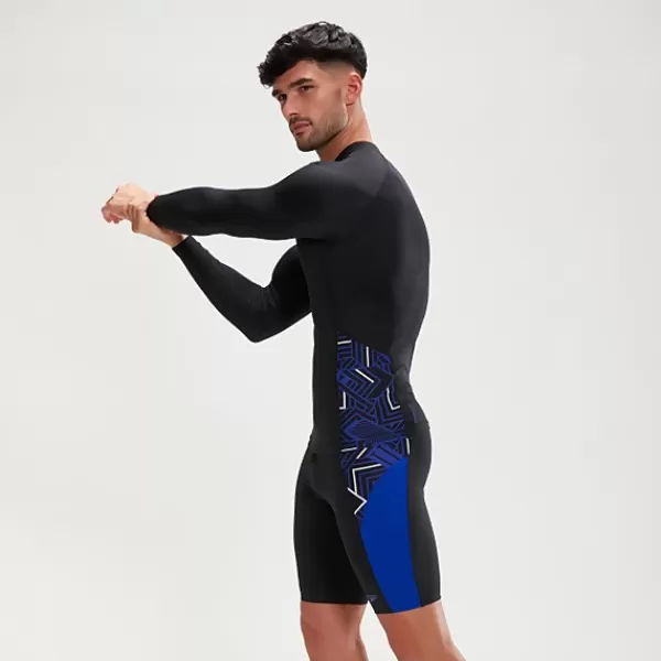 Hot Men's ECO Endurance+ Splice Rash Top Black/Blue Rash Vests | Best sellers