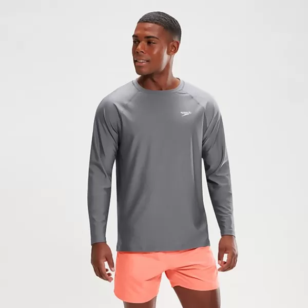 New Men's Essential Long Sleeve Swim Top Grey Outlet