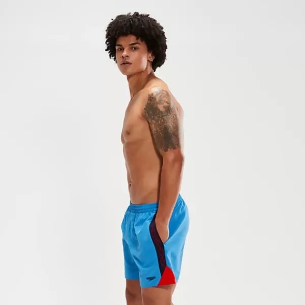 Store Men's Hyper Boom Splice 16" Swim Shorts Blue/Red Women Best sellers | Sustainable Swimwear