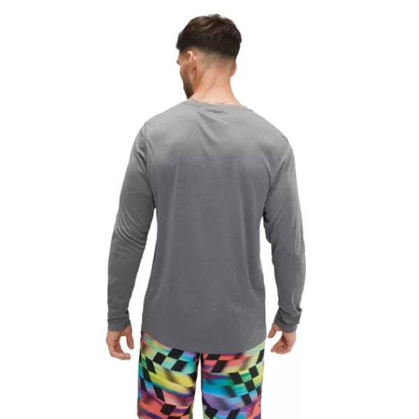 Fashion Men's Long Sleeve Graphic Swim Shirt Grey Triathlon & open water | Leisure