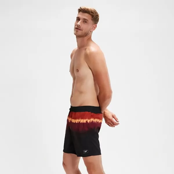 New Men's Placement Leisure 16" Swim Shorts Black/Oxblood Outlet