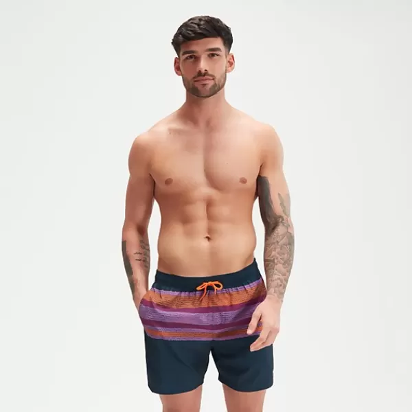 Best Sale Men's Placement Leisure 16" Swim Shorts Navy/Violet Outlet