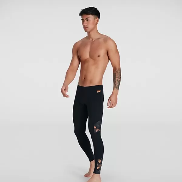 Online Men's Printed Leggings Black/Orange Outlet