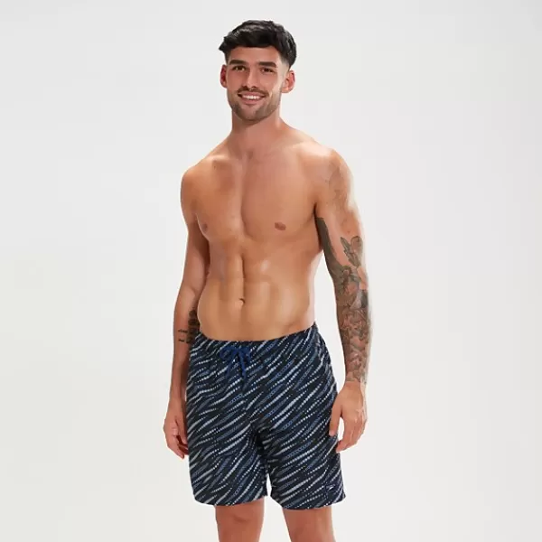 Shop Men's Printed Leisure 18" Swim Shorts Black/Blue Best sellers | Outlet