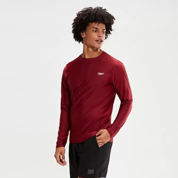 Discount Men's Printed Long Sleeve Swim Top Oxblood Outlet