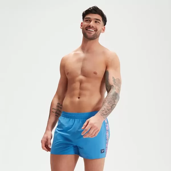 Fashion Men's Retro 13" Swim Shorts Blue Outlet