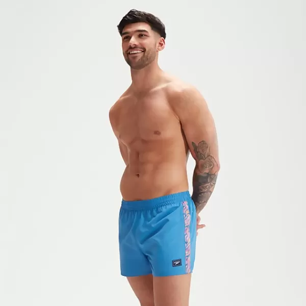 Fashion Men's Retro 13" Swim Shorts Blue Outlet