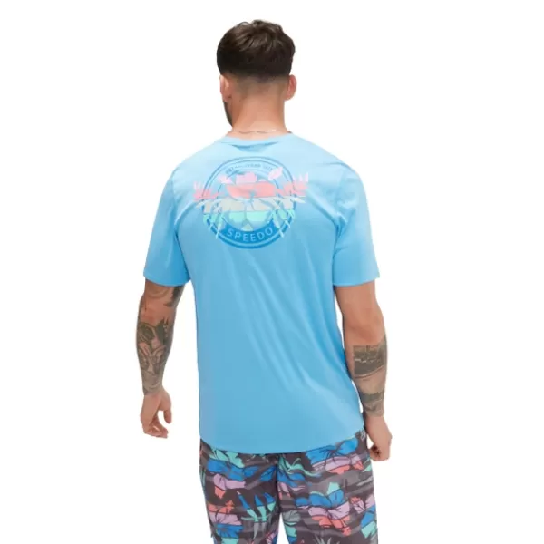 Best Sale Men's Short Sleeve Graphic Swim Shirt Blue Triathlon & open water | Leisure