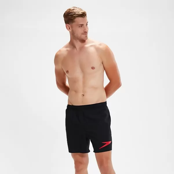 Best Sale Men's Sport Logo 16" Swim Shorts Black/Red Outlet