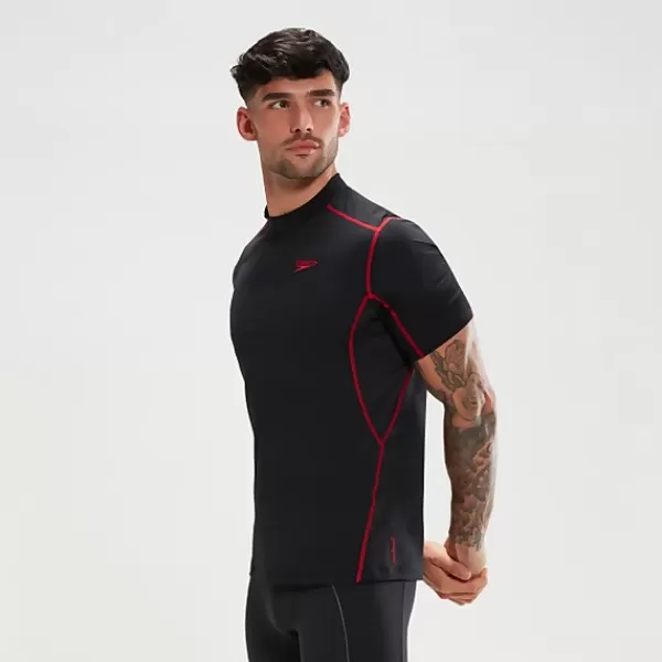 Cheap Men's Tech Short Sleeve Rash Top Black/Red Rash Vests | Outlet