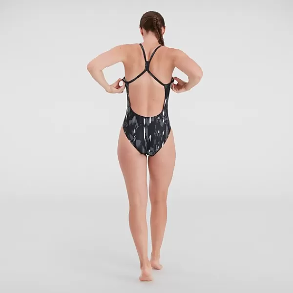 Discount Women's Allover Rippleback Swimsuit Black/Grey Women Swimming costumes | Sustainable Swimwear