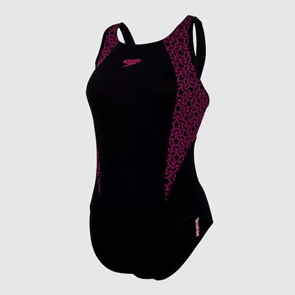 Best Sale Women's Boomstar Splice Flyback Swimsuit Black/Pink Women Swimming costumes