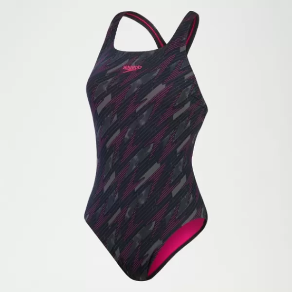 Discount Women's HyperBoom Medalist Swimsuit Black/Pink Women Black Swimsuit | Fitness