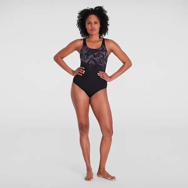 Online Women's Hyperboom Muscleback Swimsuit Black/Grey Women Outlet