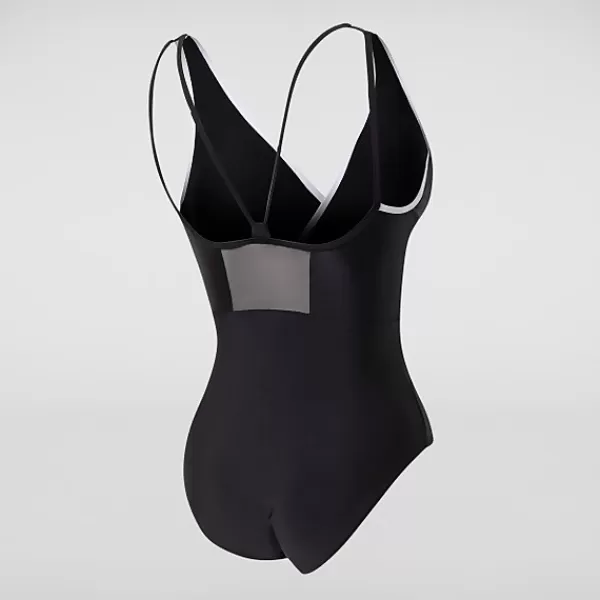 New Women's Little Black Dress Mesh Panel Swimsuit Women Swimming costumes