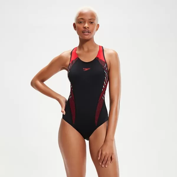 Shop Women's Placement Laneback Swimsuit Black/Red Women Fitness | Outlet