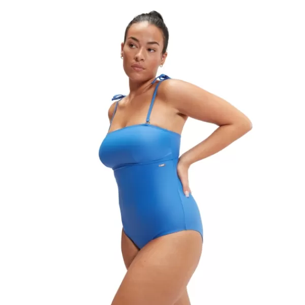 Online Women's Shaping Bandeau Swimsuit Blue Women Support Swimwear | Swimming costumes