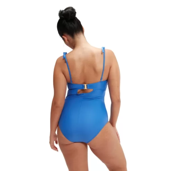 Online Women's Shaping Bandeau Swimsuit Blue Women Support Swimwear | Swimming costumes