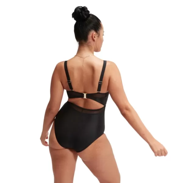 Sale Women's Shaping Mesh Detail Swimsuit Black Women Black Swimsuit | Support Swimwear